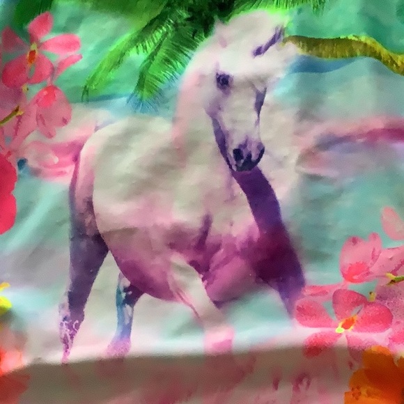 Unicorn tankini top size 14 girls beautiful color stretchy in good condi… - Picture 2 of 3